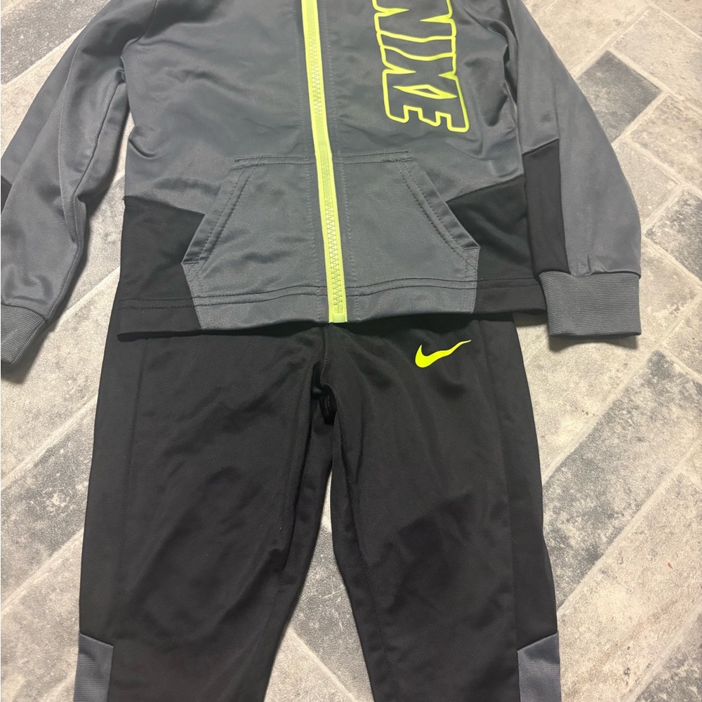 Nike Black and Gray Tracksuit with Neon Highlights